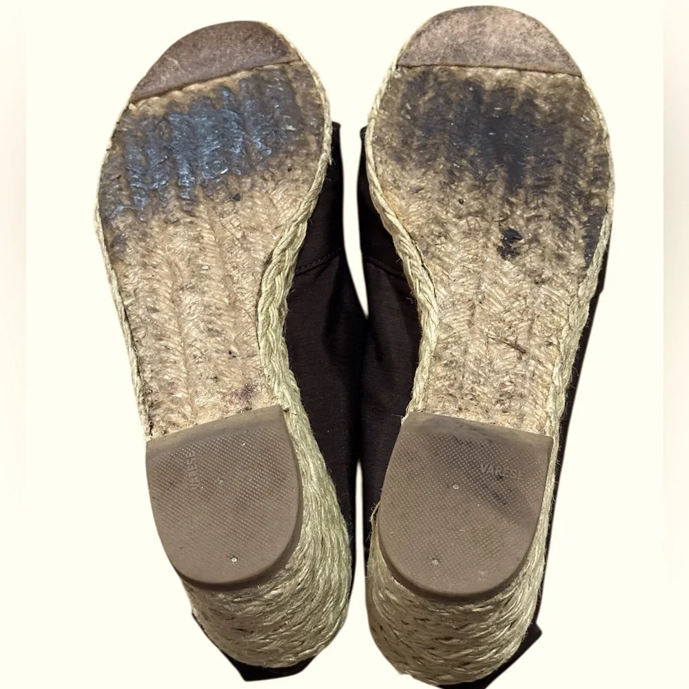 Lauren Ralph Lauren | Deep Brown | Shantung (Silk) Espadrille Wedge | Size 7.5 B